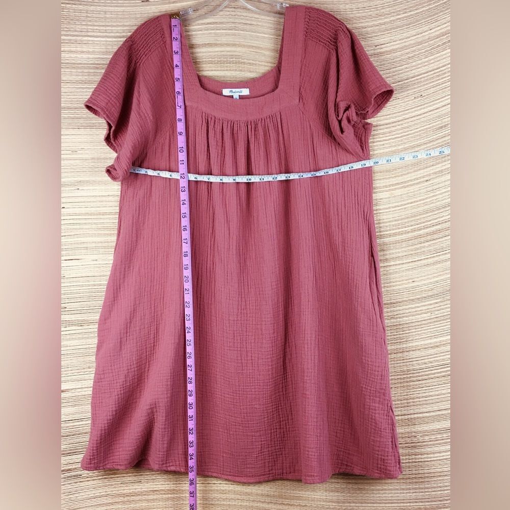 Madewell Lightspun Butterfly Square-Neck Mini Dress In Vintage Quartz Size L - Picture 10 of 10